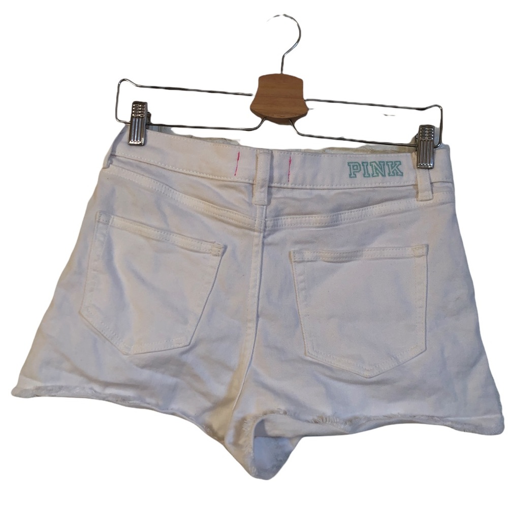 VS Pink stretchy denim white‎ jean shorts size 8